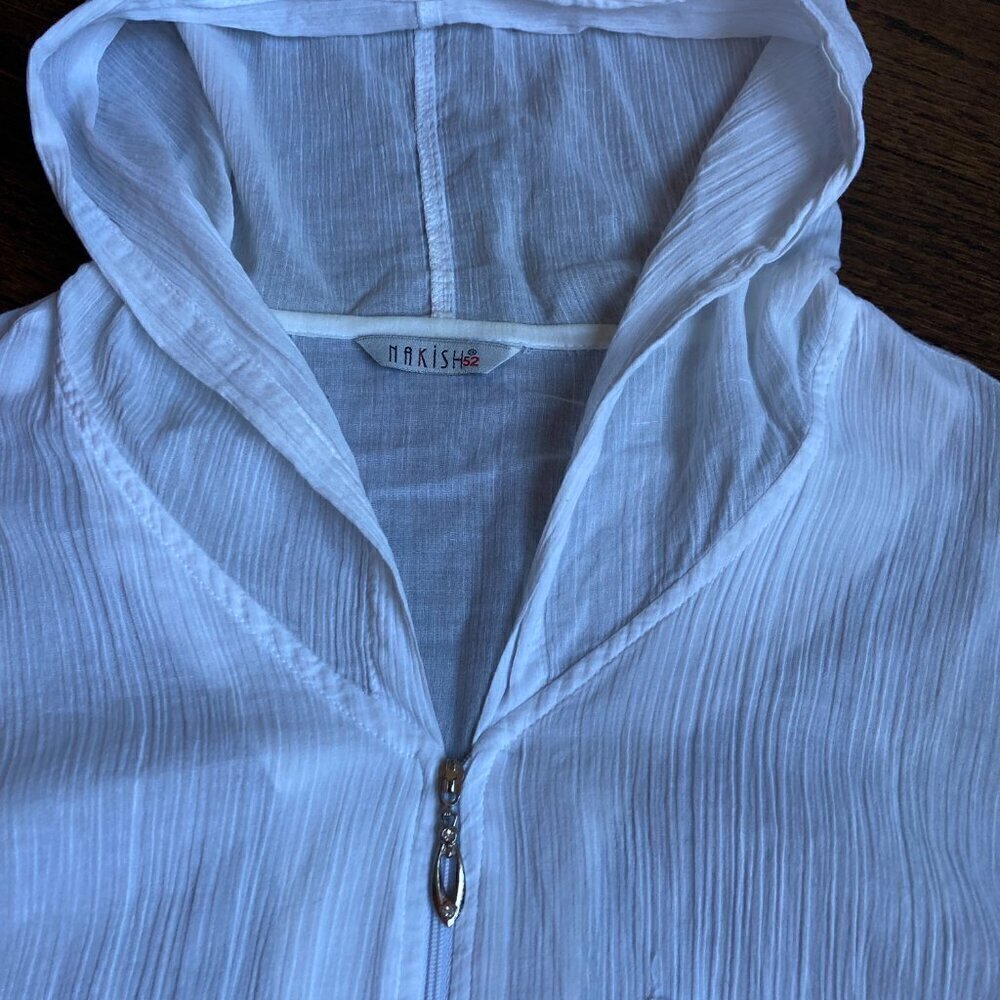 NAKISH BOHEMIAN BEACHY HOODIE JACKET SHEER/WHITE - SIZE Large- - Picture 7 of 15